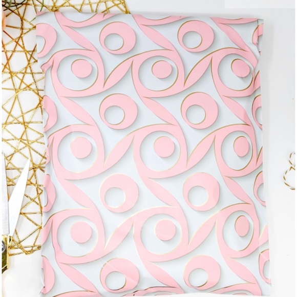 Set of 20 - 10”x13” Pink Jacquard Print Poly Mailers - Picture 2 of 2